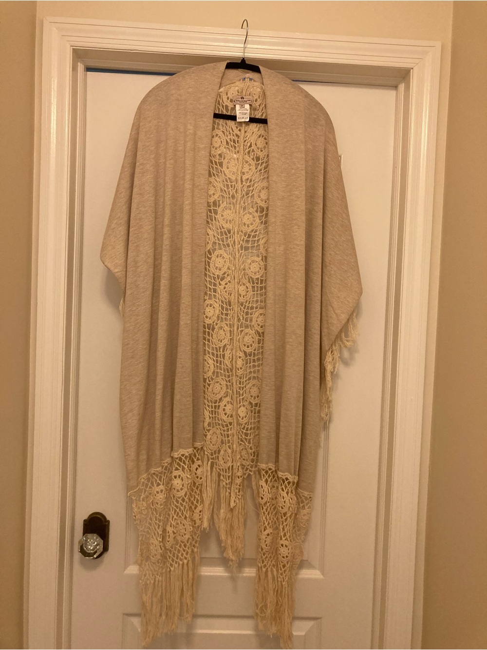 Muche et Muchette Beige Crochet Trim & back shawl.